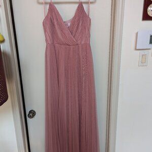 Tulle bridesmaid maxi dress in rose